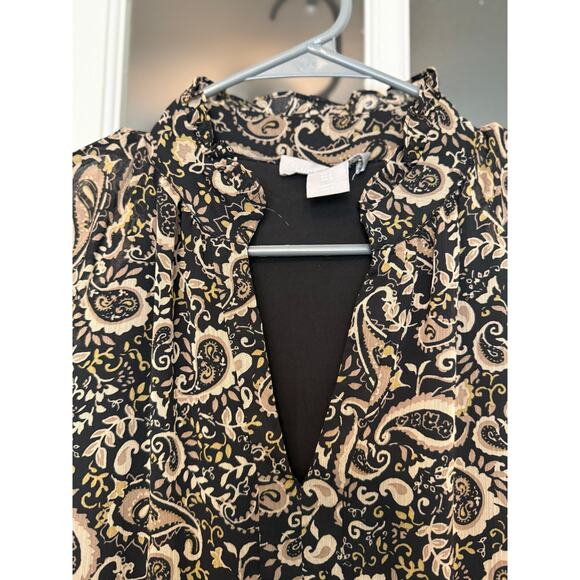 Lucky Brand Maxi Dress Womens Small Black Paisley Lined Boho Tiered - Picture 3 of 12